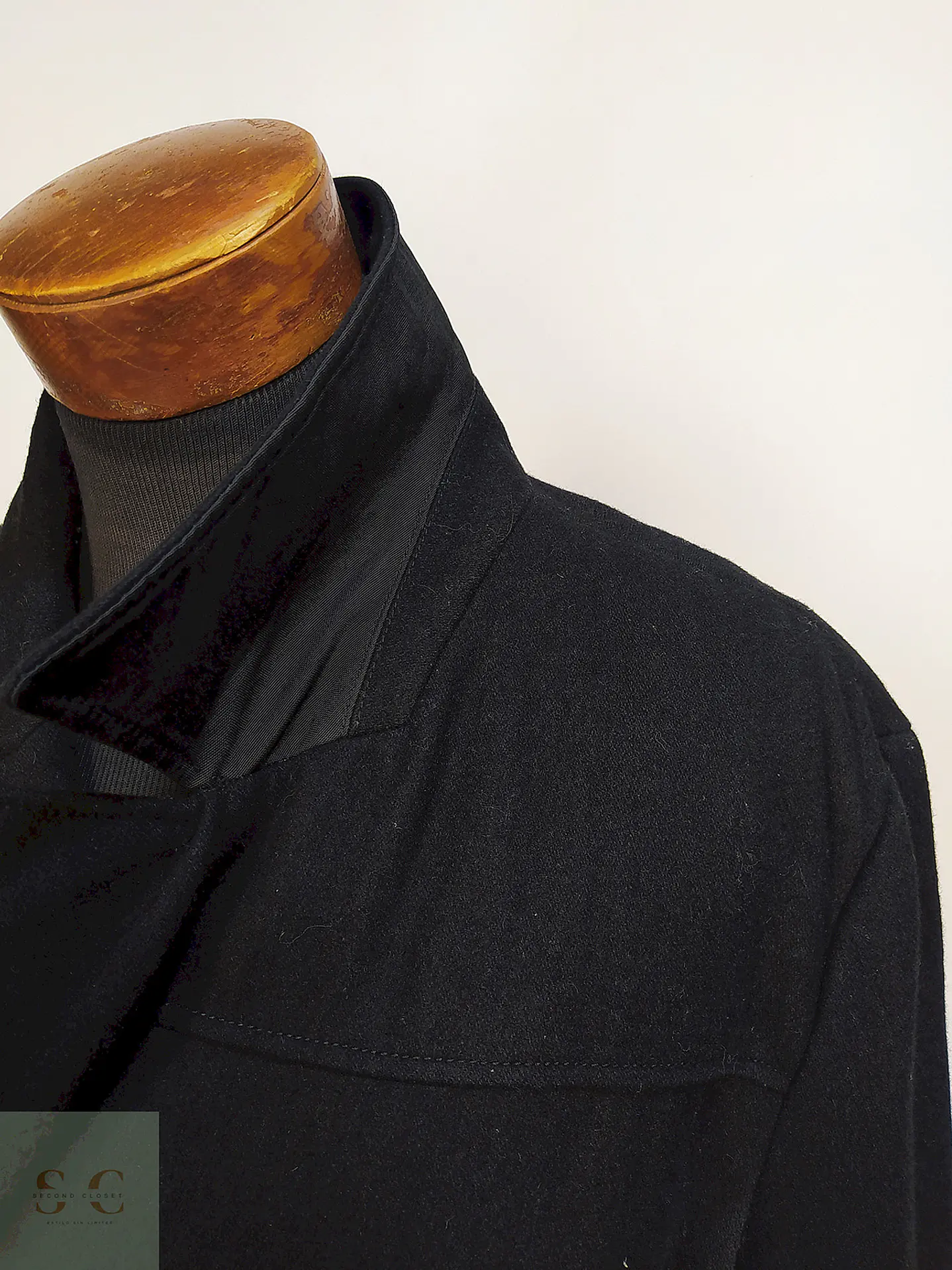 Abrigo Cruzado Negro Kenneth Cole 60% Lana Talla XL 6