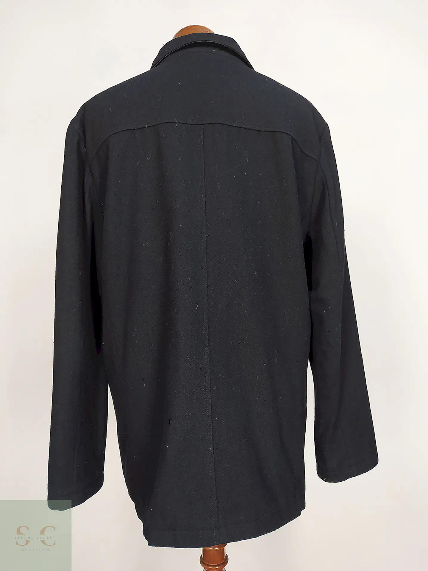 Abrigo Cruzado Negro Kenneth Cole 60% Lana Talla XL 10
