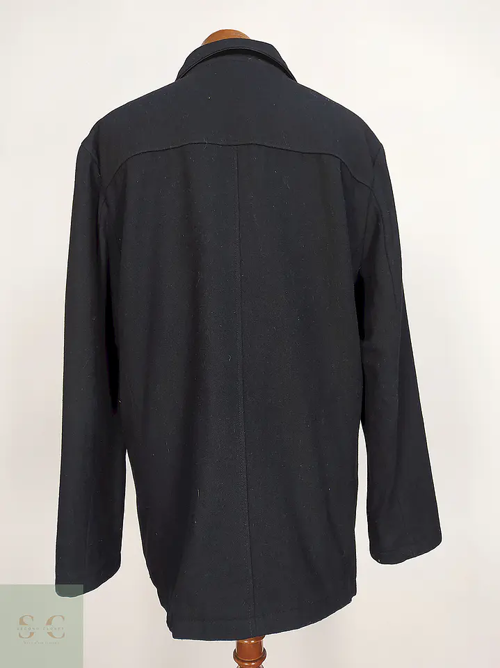 Abrigo Cruzado Negro Kenneth Cole 60% Lana Talla XL 10