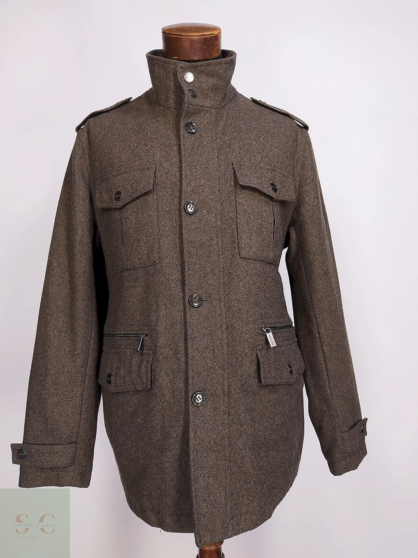 Abrigo Chaqueta Café Michael Kors Talla L 1