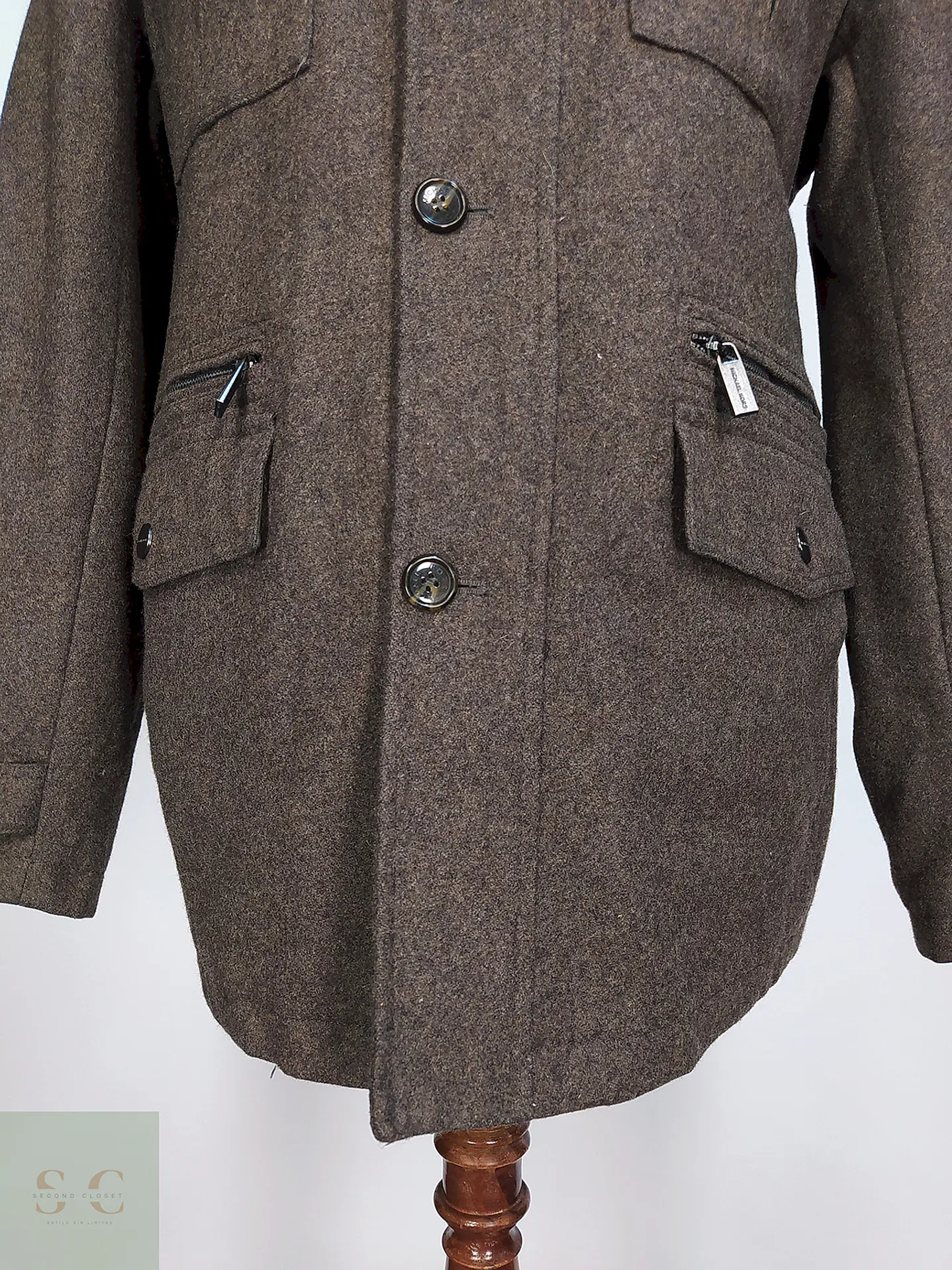Abrigo Chaqueta Café Michael Kors Talla L 3