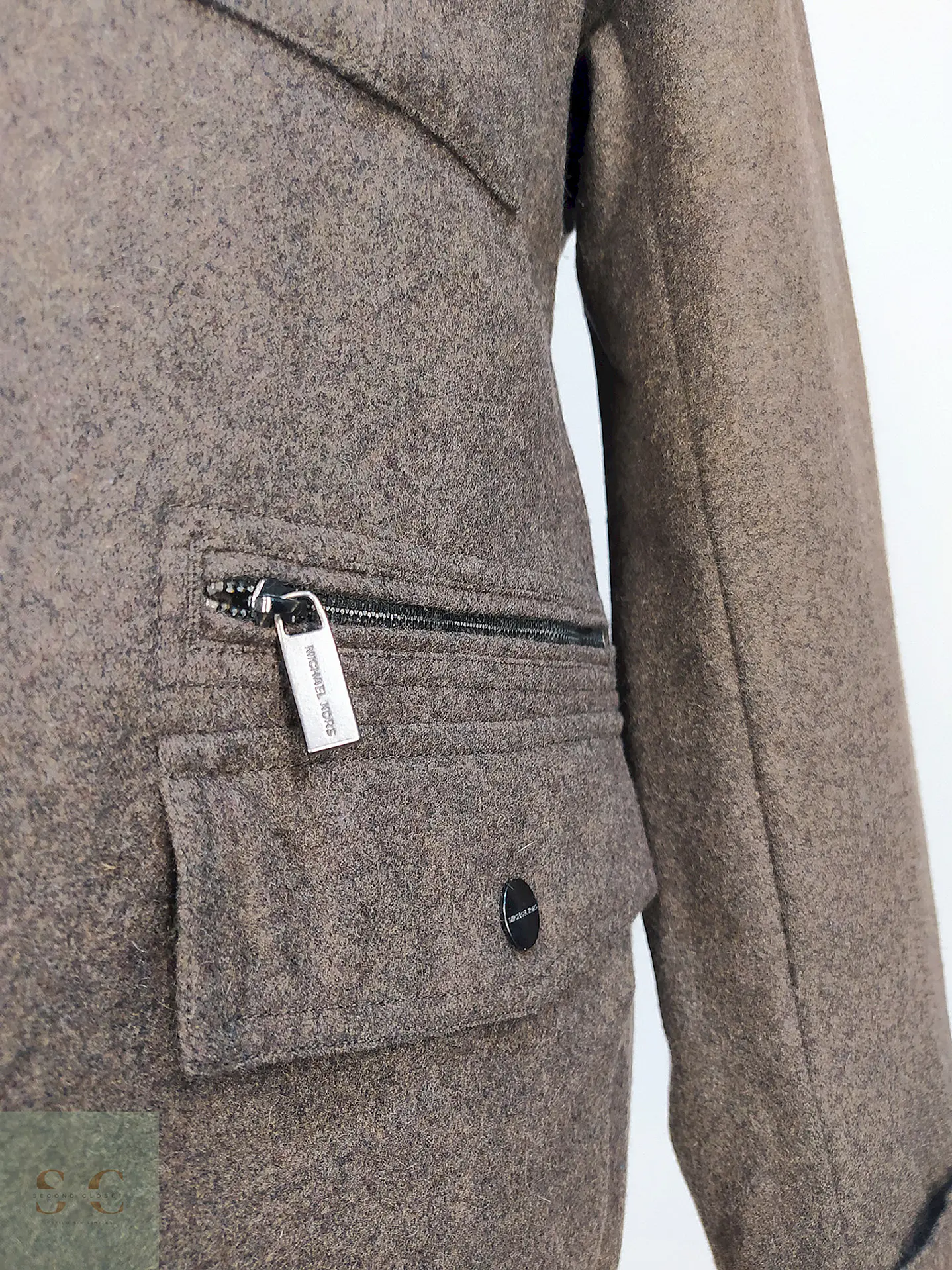 Abrigo Chaqueta Café Michael Kors Talla L 9