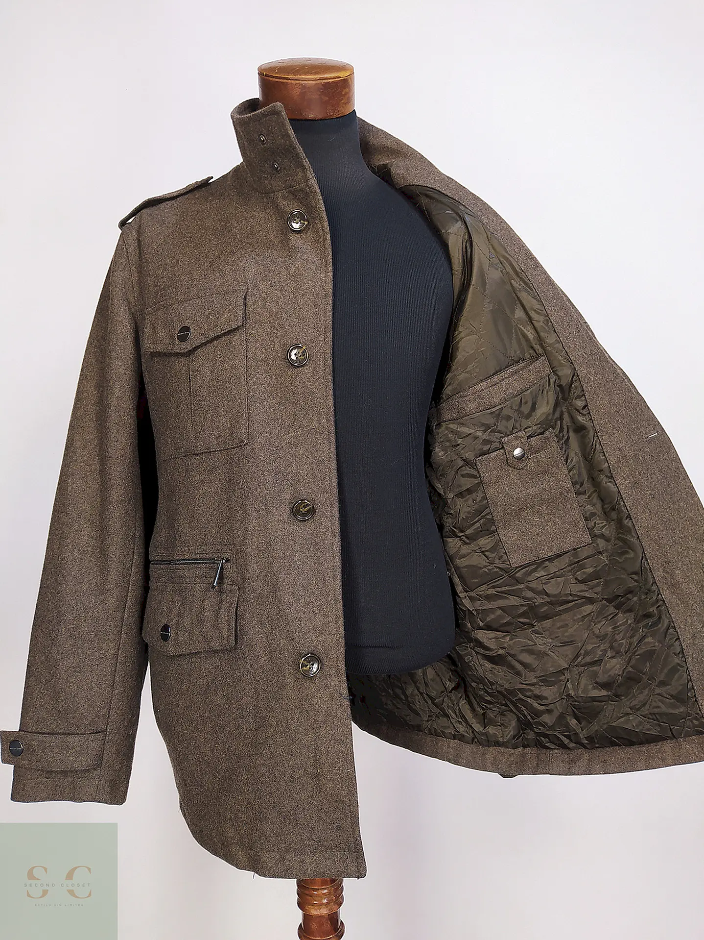Abrigo Chaqueta Café Michael Kors Talla L 11