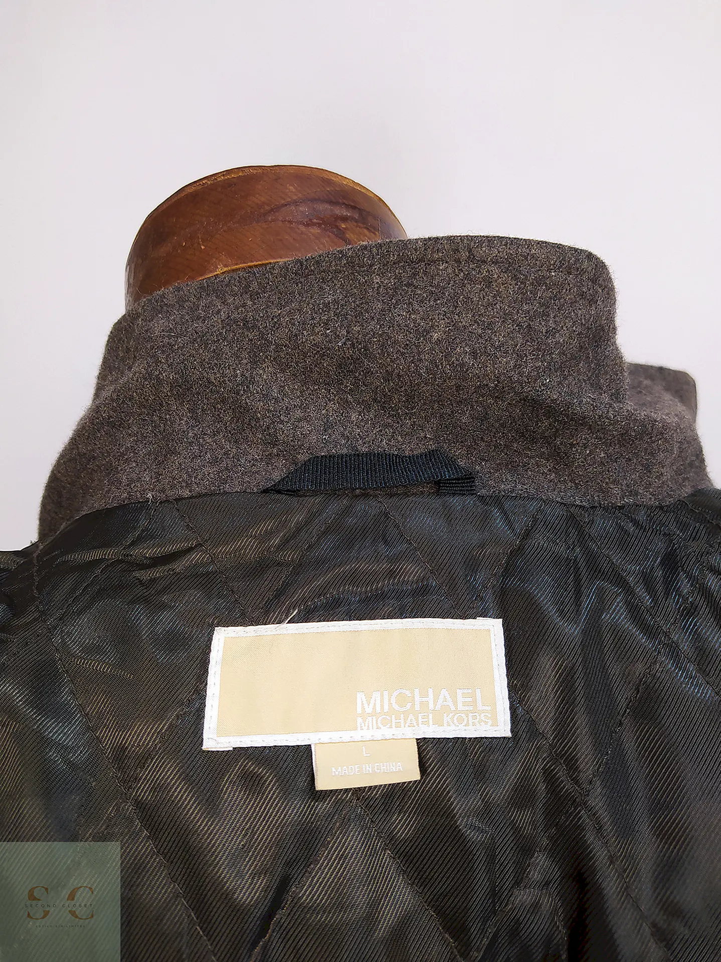 Abrigo Chaqueta Café Michael Kors Talla L 15