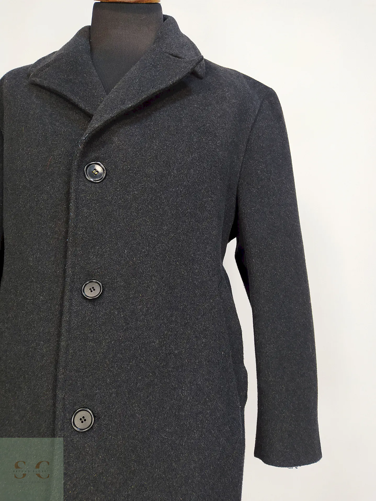 Abrigo London Fog Plomo Lana Talla XL 4