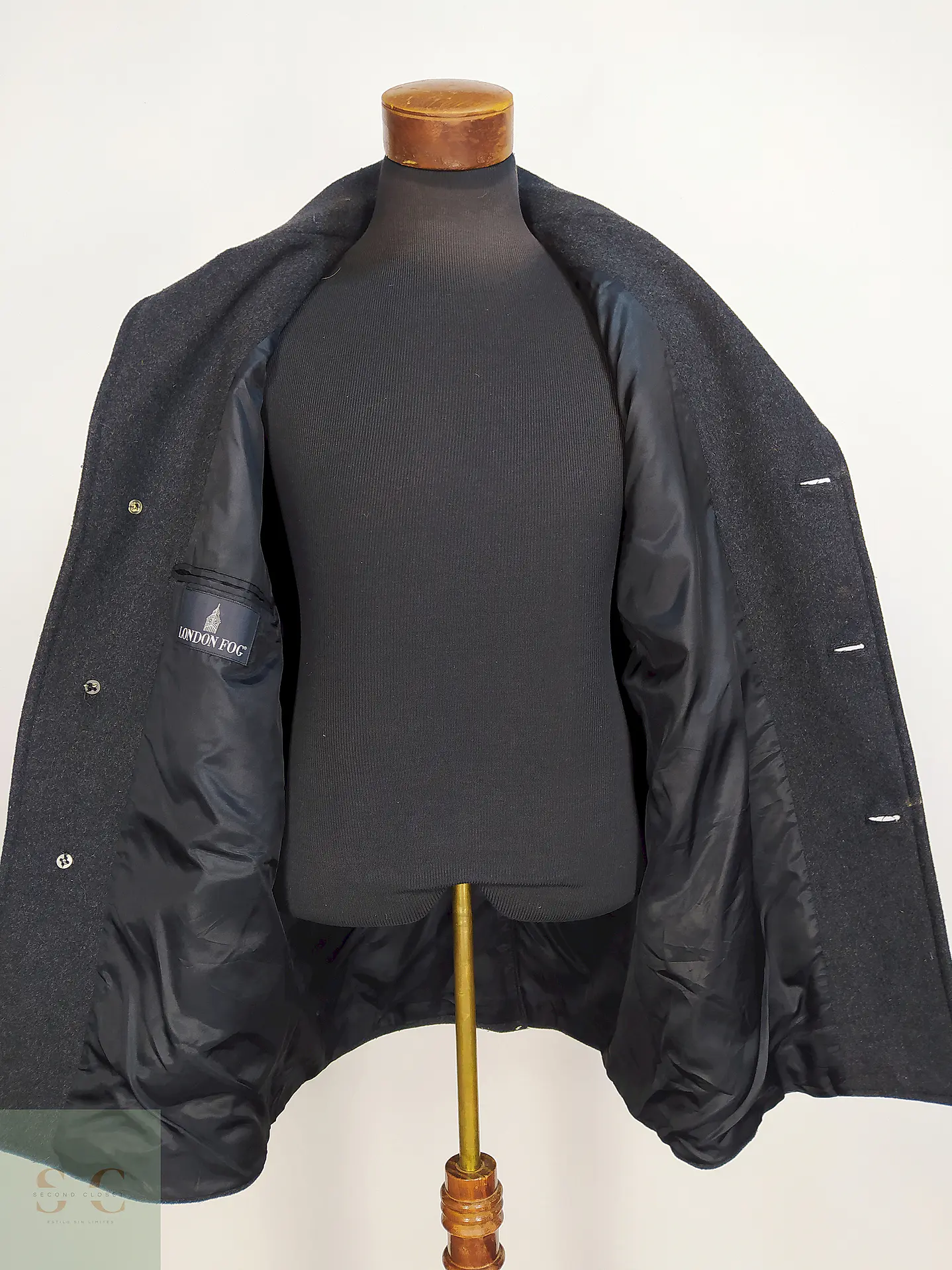 Abrigo London Fog Plomo Lana Talla XL 10