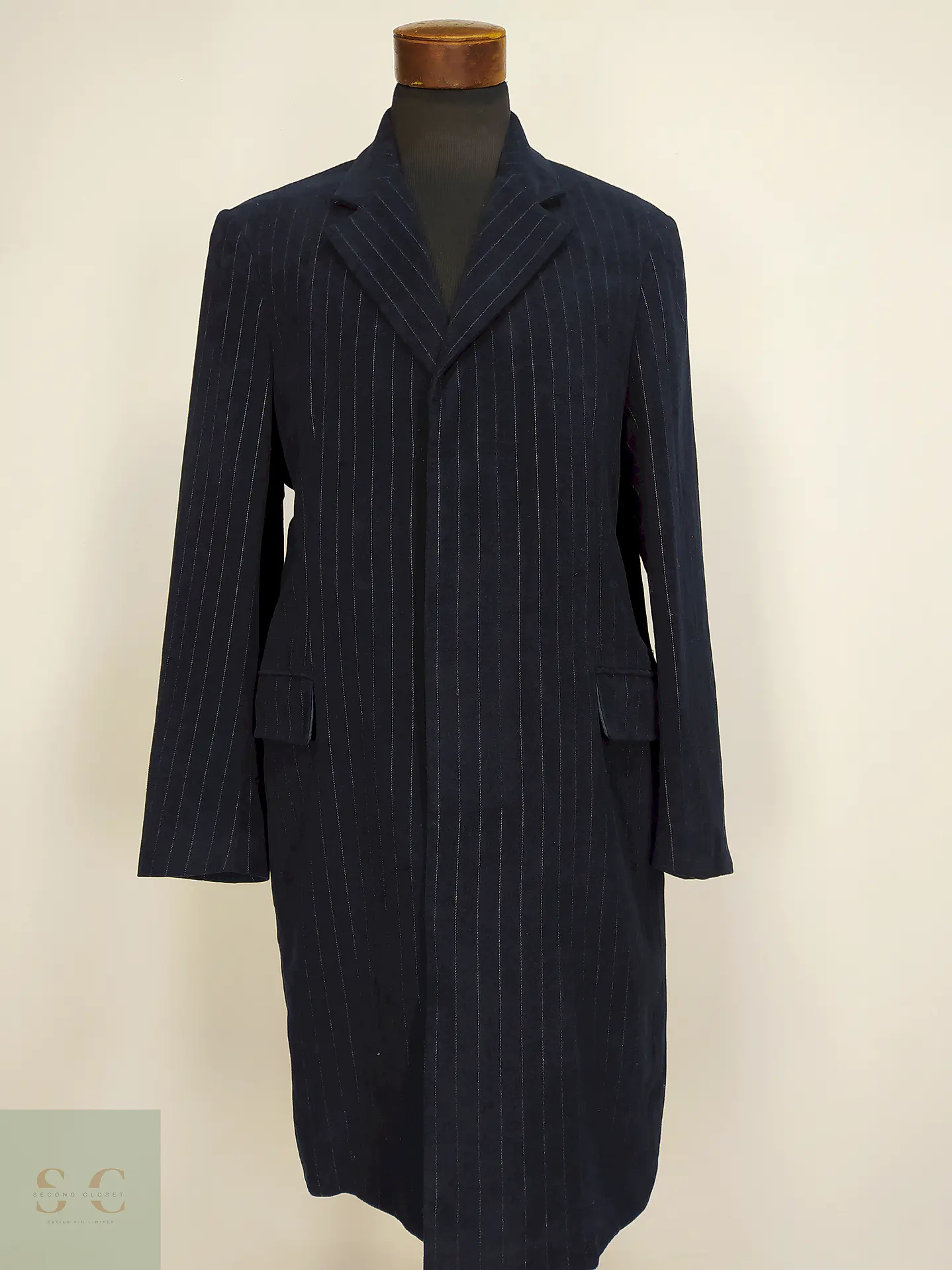 Abrigo Azul Rayas Michael Kors 100% Algodón Talla L 1