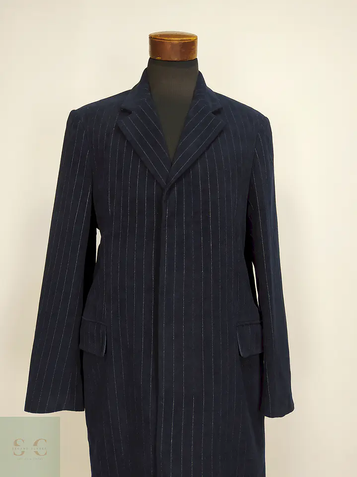 Abrigo Azul Rayas Michael Kors 100% Algodón Talla L 2
