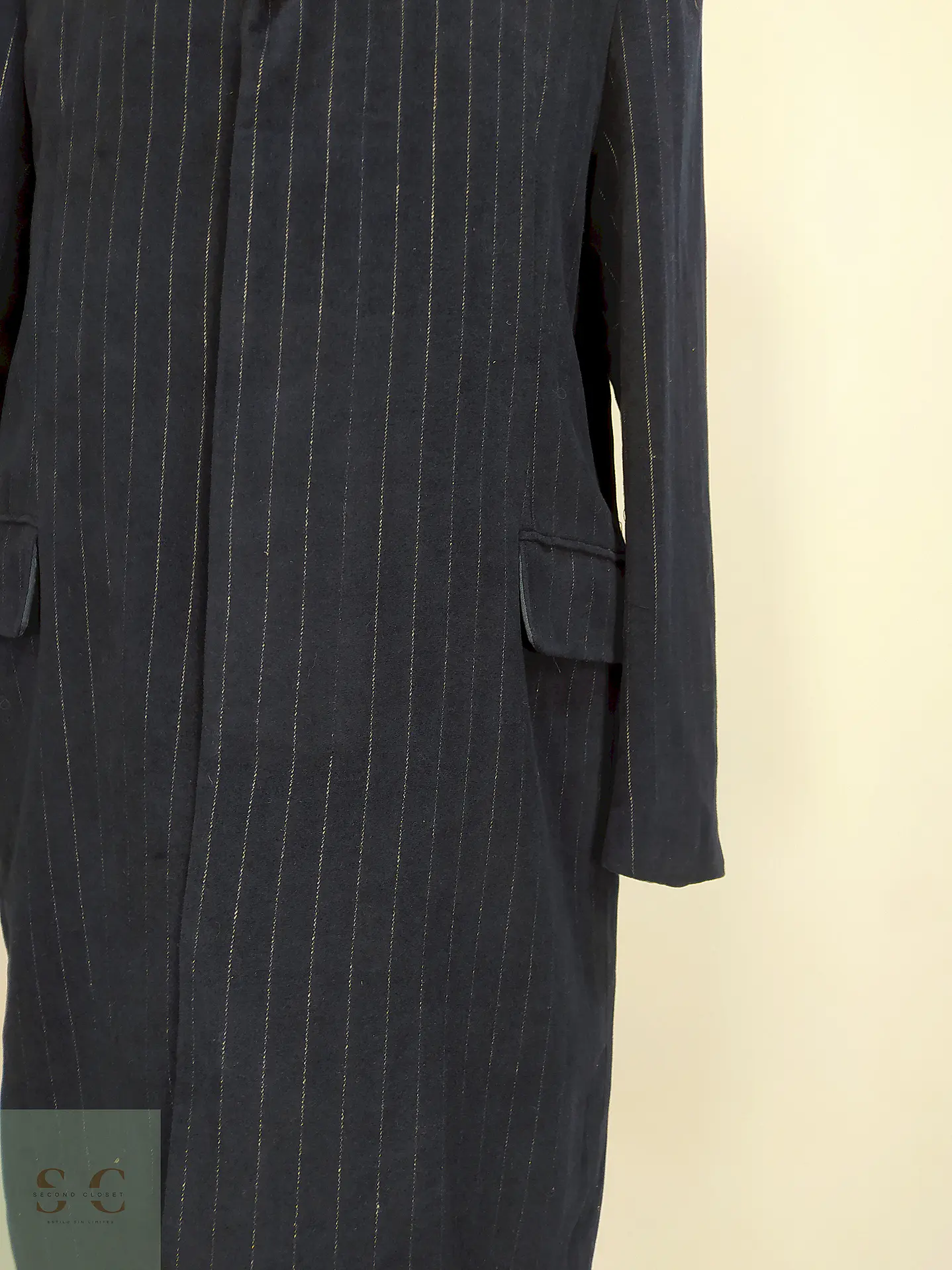 Abrigo Azul Rayas Michael Kors 100% Algodón Talla L 4