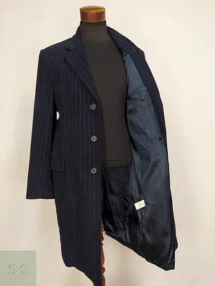 Abrigo Azul Rayas Michael Kors 100% Algodón Talla L