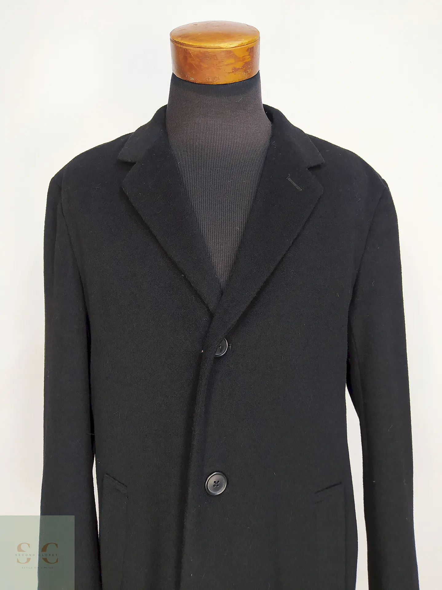Abrigo Negro Jos A Bank 60% Lana Talla L 6