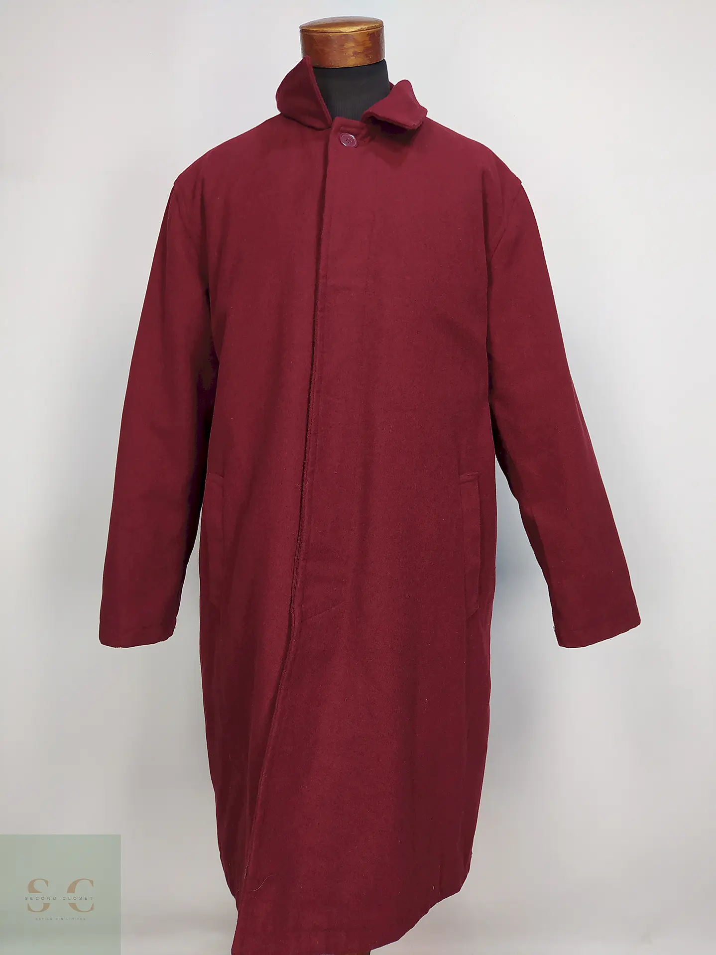 Abrigo Alpine Swiss Burdeos Mezcla Lana Talla XXL 1