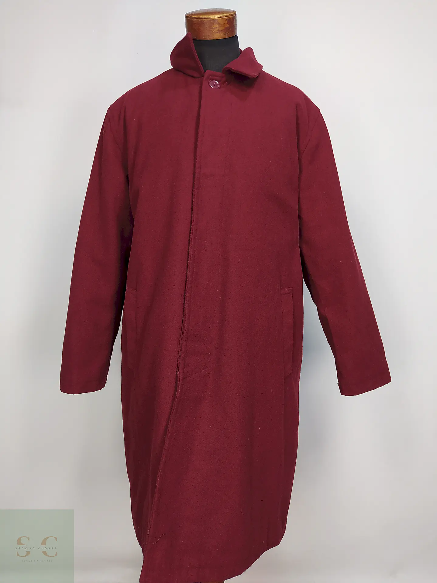 Abrigo Alpine Swiss Burdeos Mezcla Lana Talla XXL 2