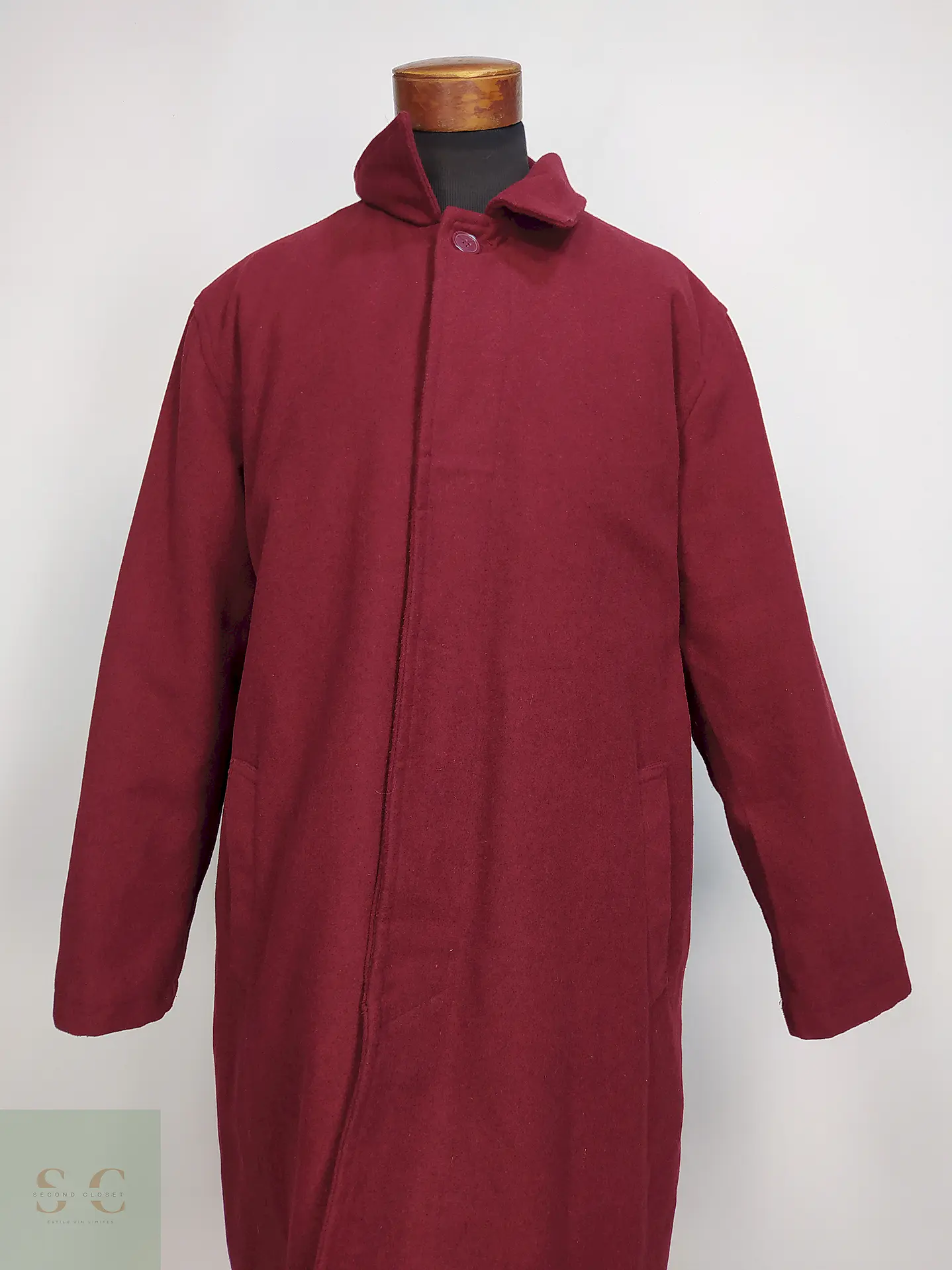 Abrigo Alpine Swiss Burdeos Mezcla Lana Talla XXL 3