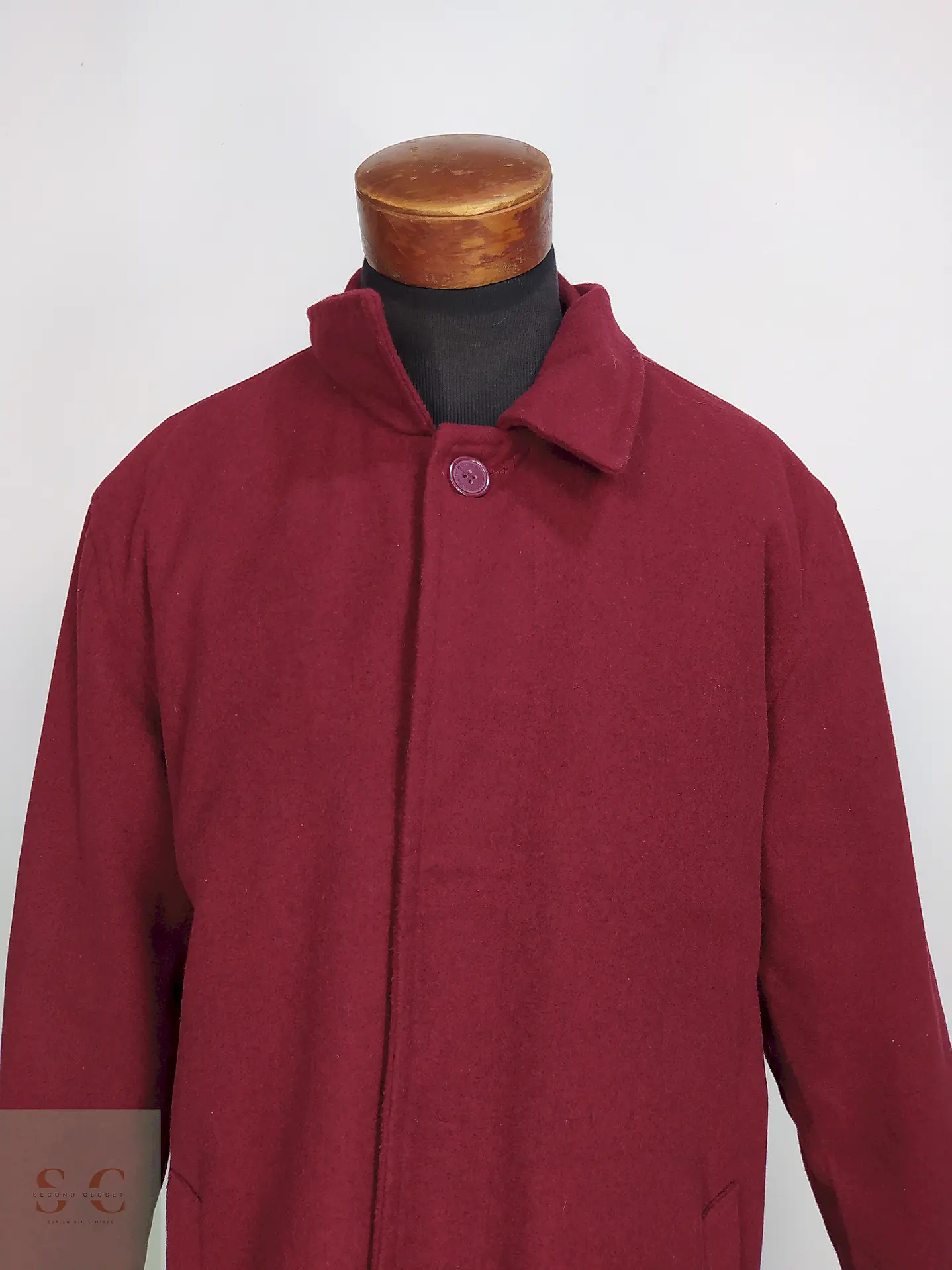 Abrigo Alpine Swiss Burdeos Mezcla Lana Talla XXL 6