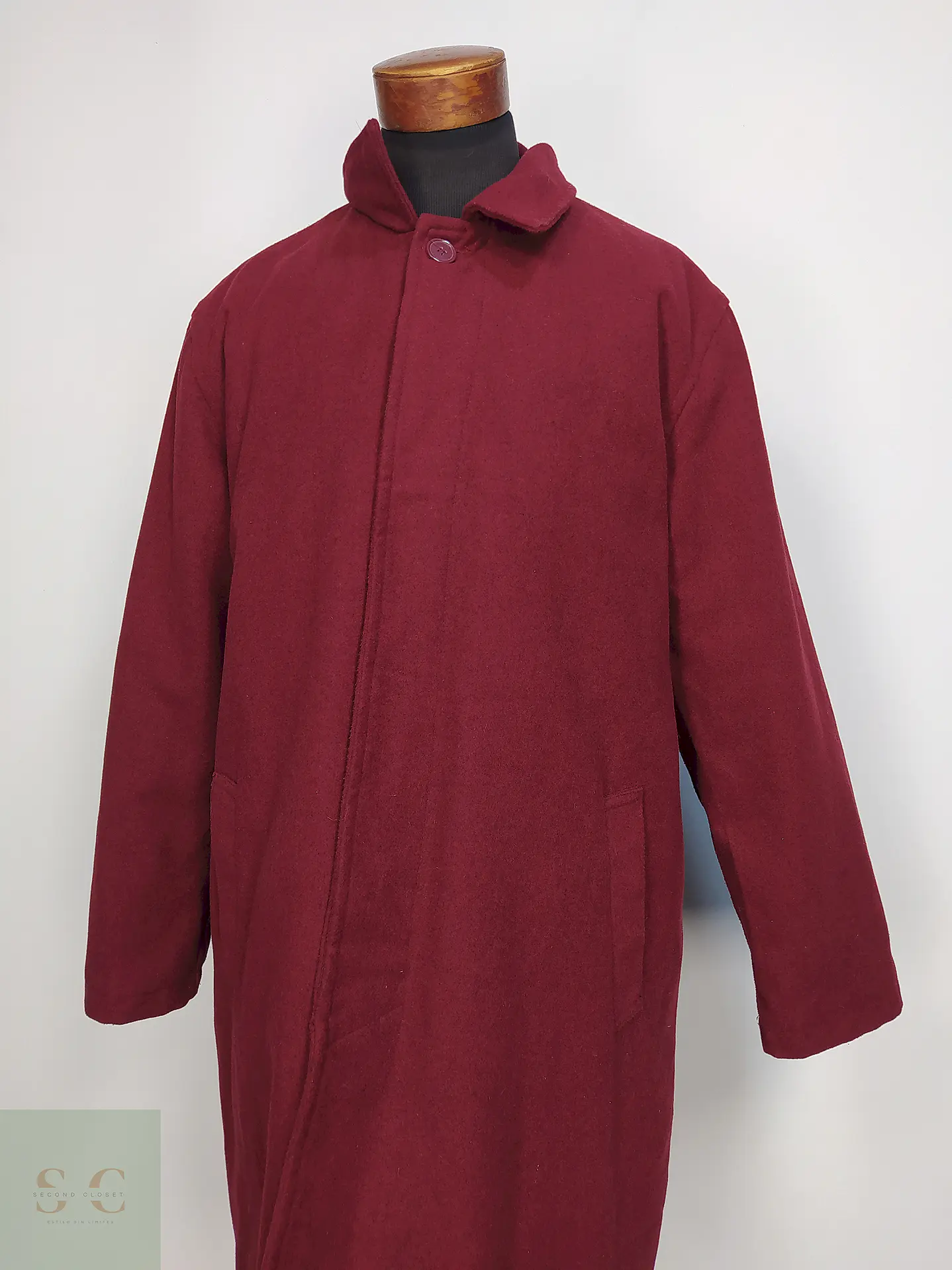 Abrigo Alpine Swiss Burdeos Mezcla Lana Talla XXL 7