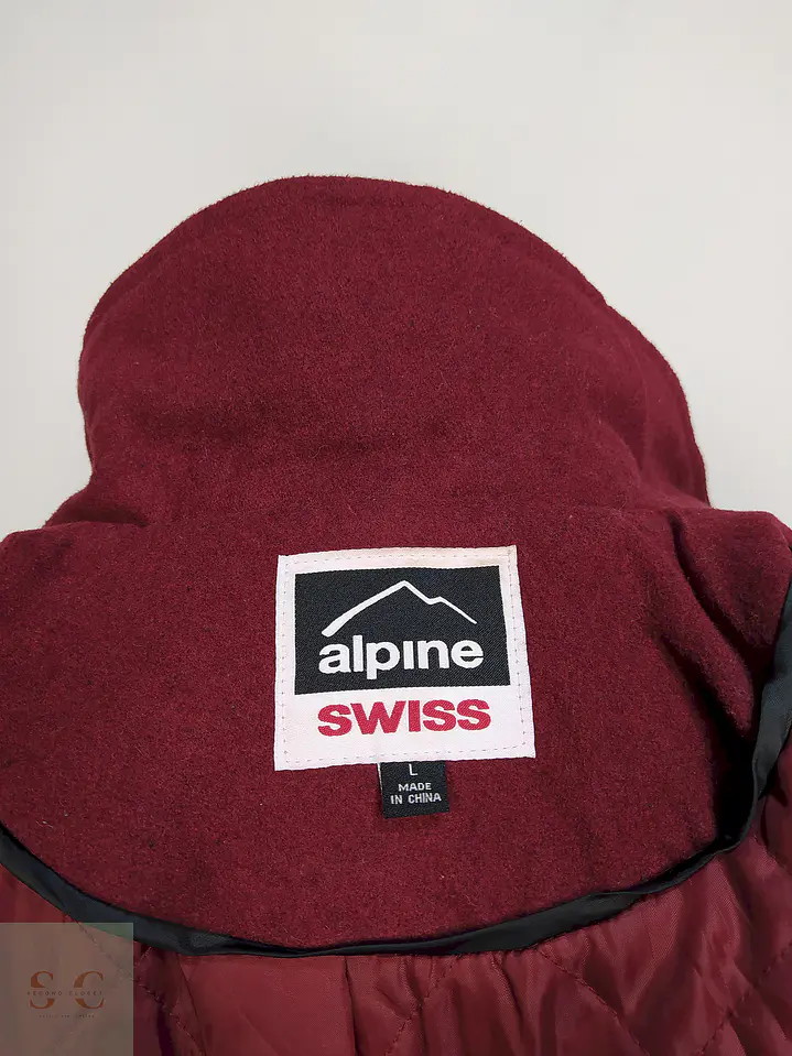 Abrigo Alpine Swiss Burdeos Mezcla Lana Talla XXL 16