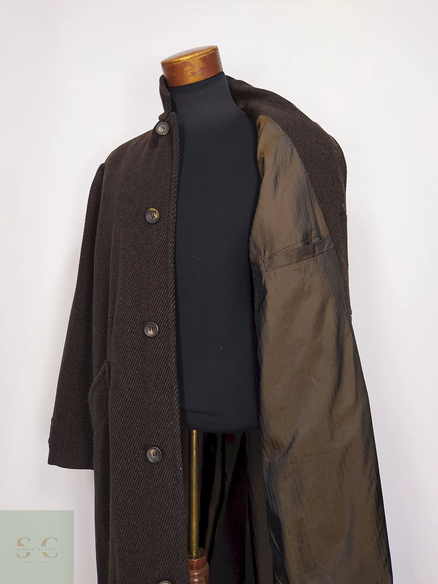 Abrigo Largo Café The Territory Ahead 80% Lana Talla L 13