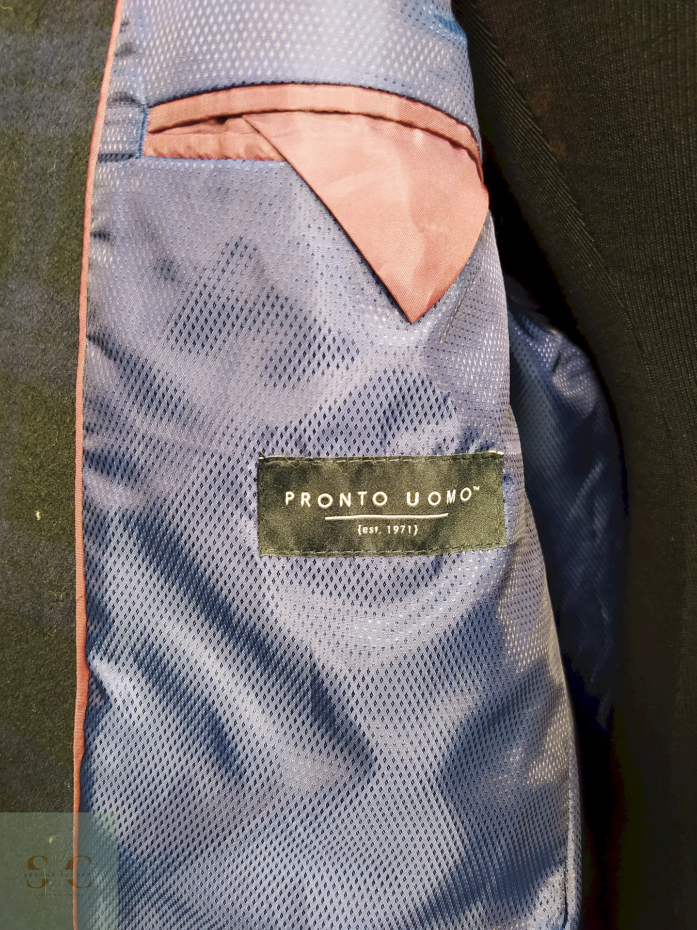 Abrigo Pronto Uomo Azul Negro Cuadros 55% Lana Talla L 17