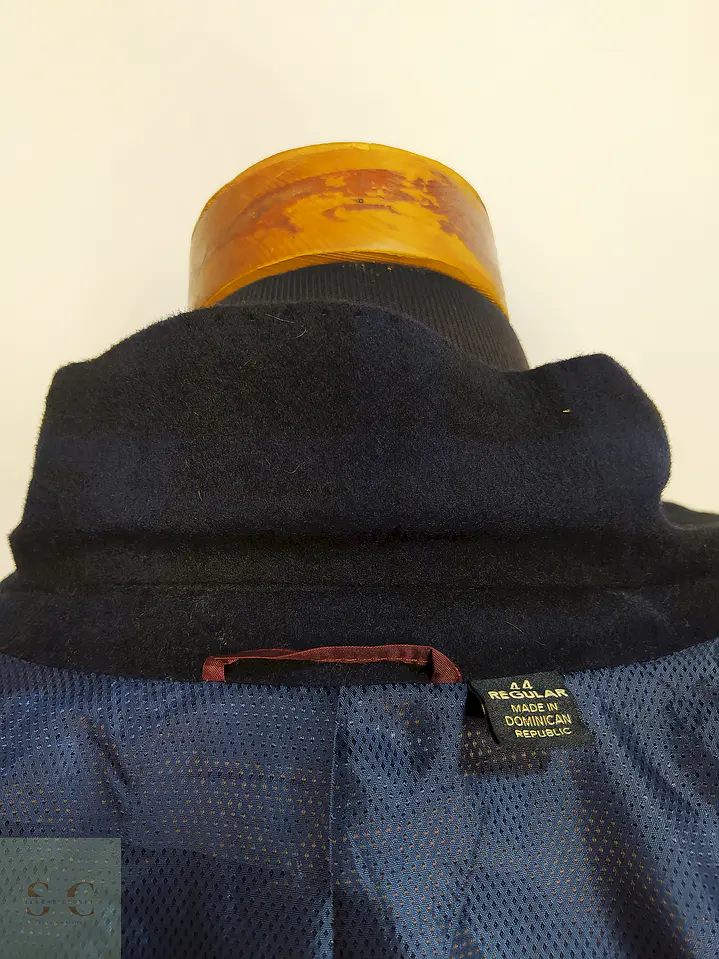 Abrigo Pronto Uomo Azul Negro Cuadros 55% Lana Talla L 21