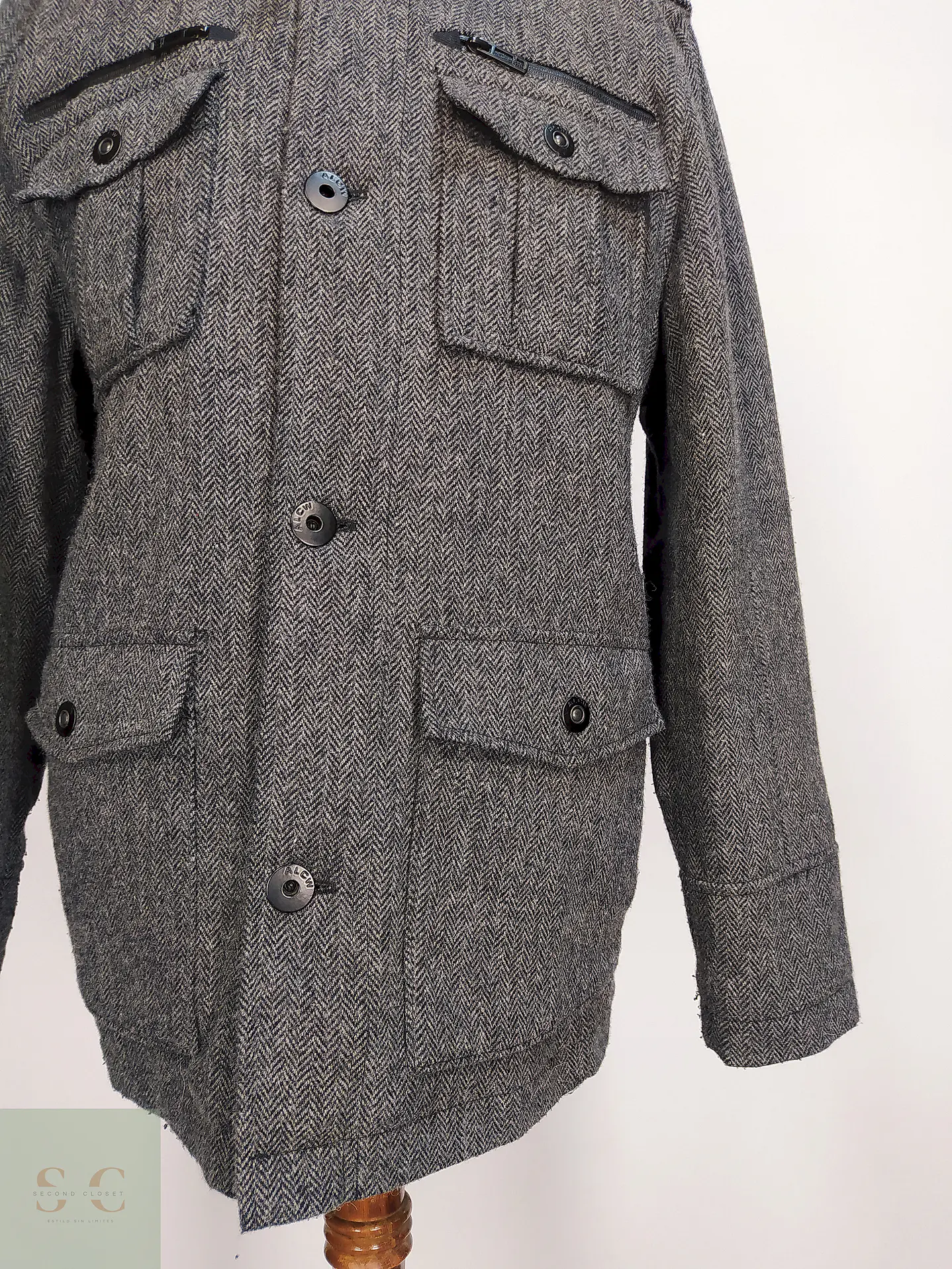 Chaqueta Utilitaria Plomo Angelo Litrico 80% Lana Talla L 3