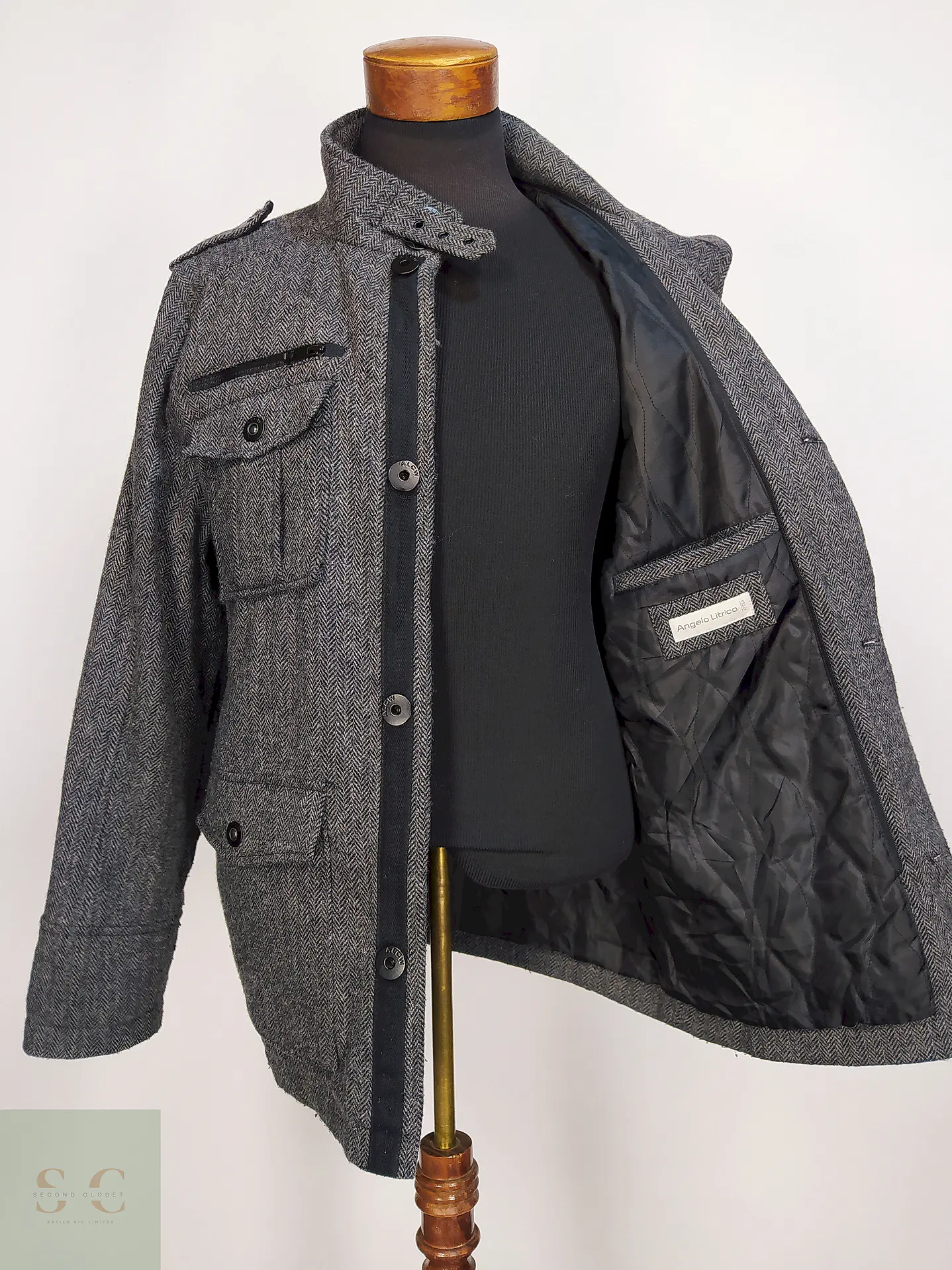 Chaqueta Utilitaria Plomo Angelo Litrico 80% Lana Talla L 9