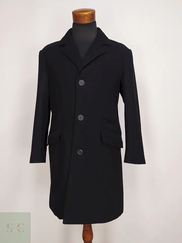 Abrigo Clock House Negro Mezcla Lana Talla ML 1