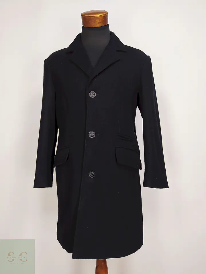 Abrigo Clock House Negro Mezcla Lana Talla ML 2
