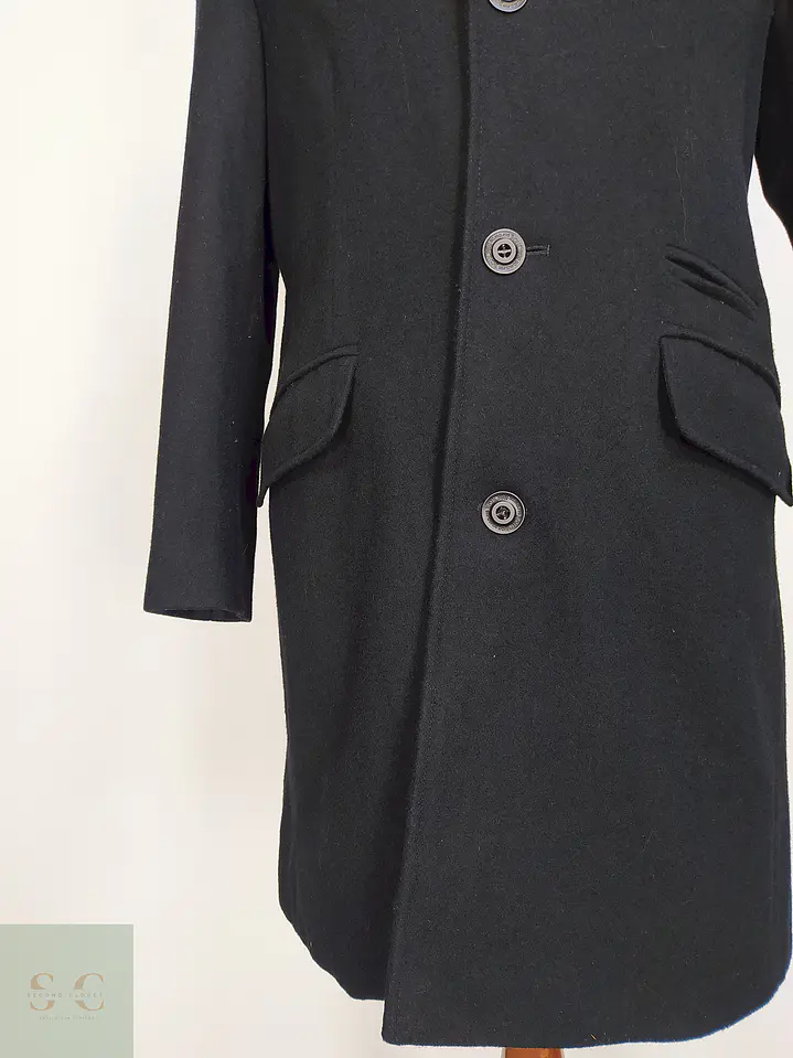 Abrigo Clock House Negro Mezcla Lana Talla ML 3