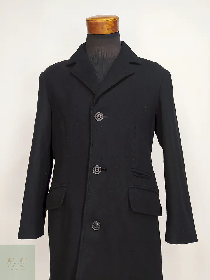 Abrigo Clock House Negro Mezcla Lana Talla ML 6