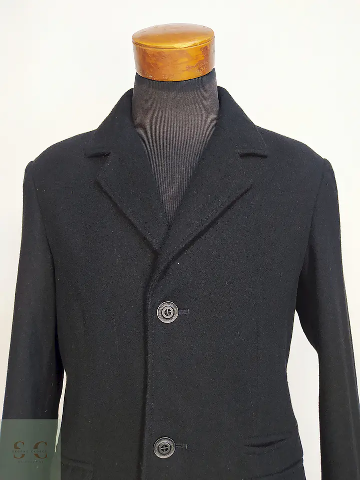 Abrigo Clock House Negro Mezcla Lana Talla ML 7
