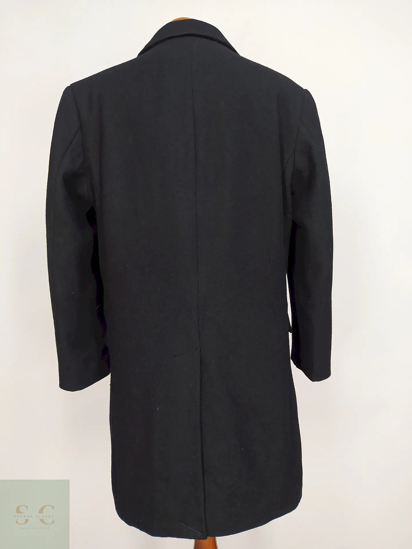 Abrigo Clock House Negro Mezcla Lana Talla ML 13