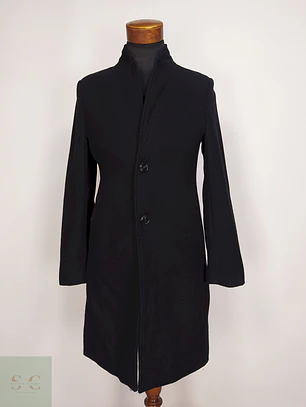 Abrigo Negro Zara 75% Lana Talla SM