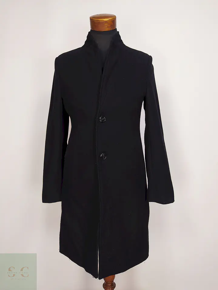 Abrigo Negro Zara 75% Lana Talla SM 1