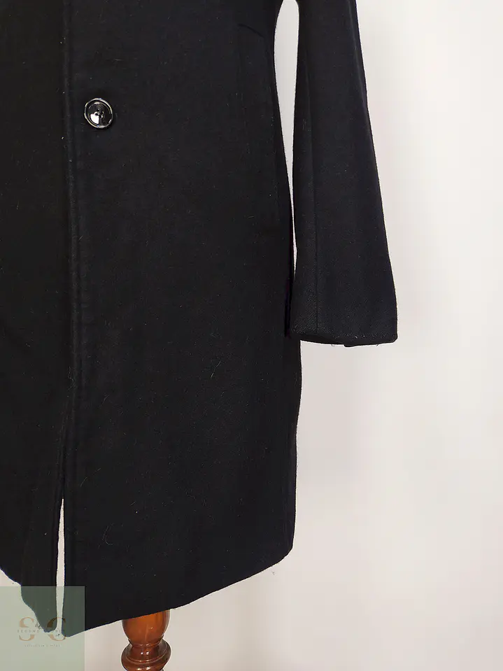 Abrigo Negro Zara 75% Lana Talla SM 3
