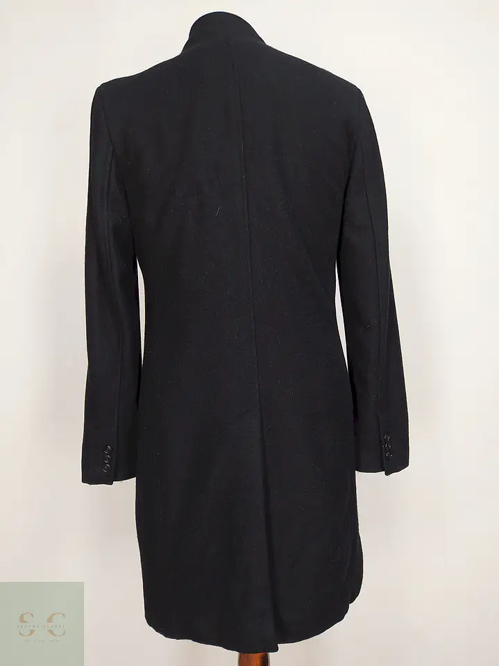 Abrigo Negro Zara 75% Lana Talla SM 11