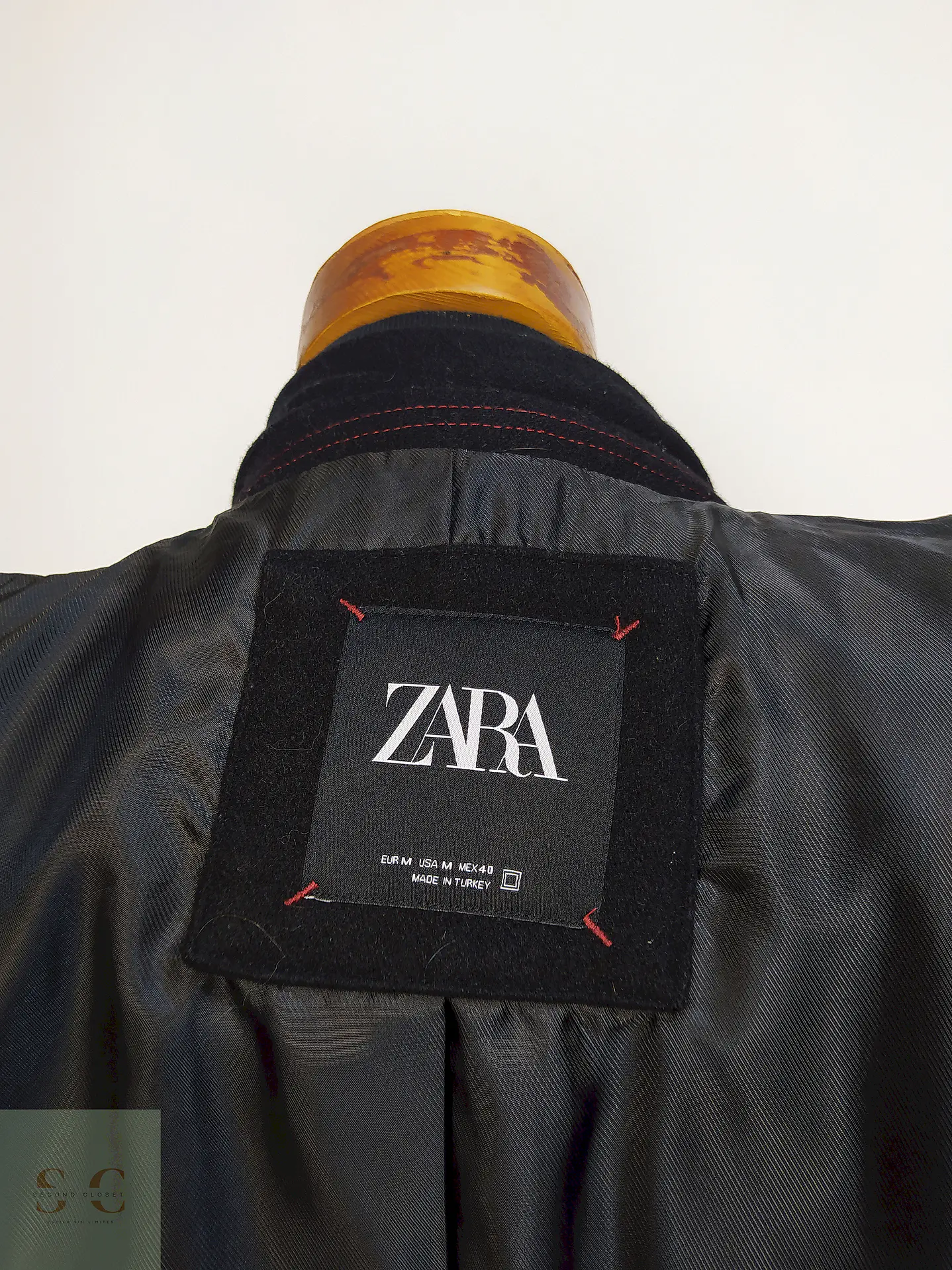 Abrigo Negro Zara 75% Lana Talla SM 12
