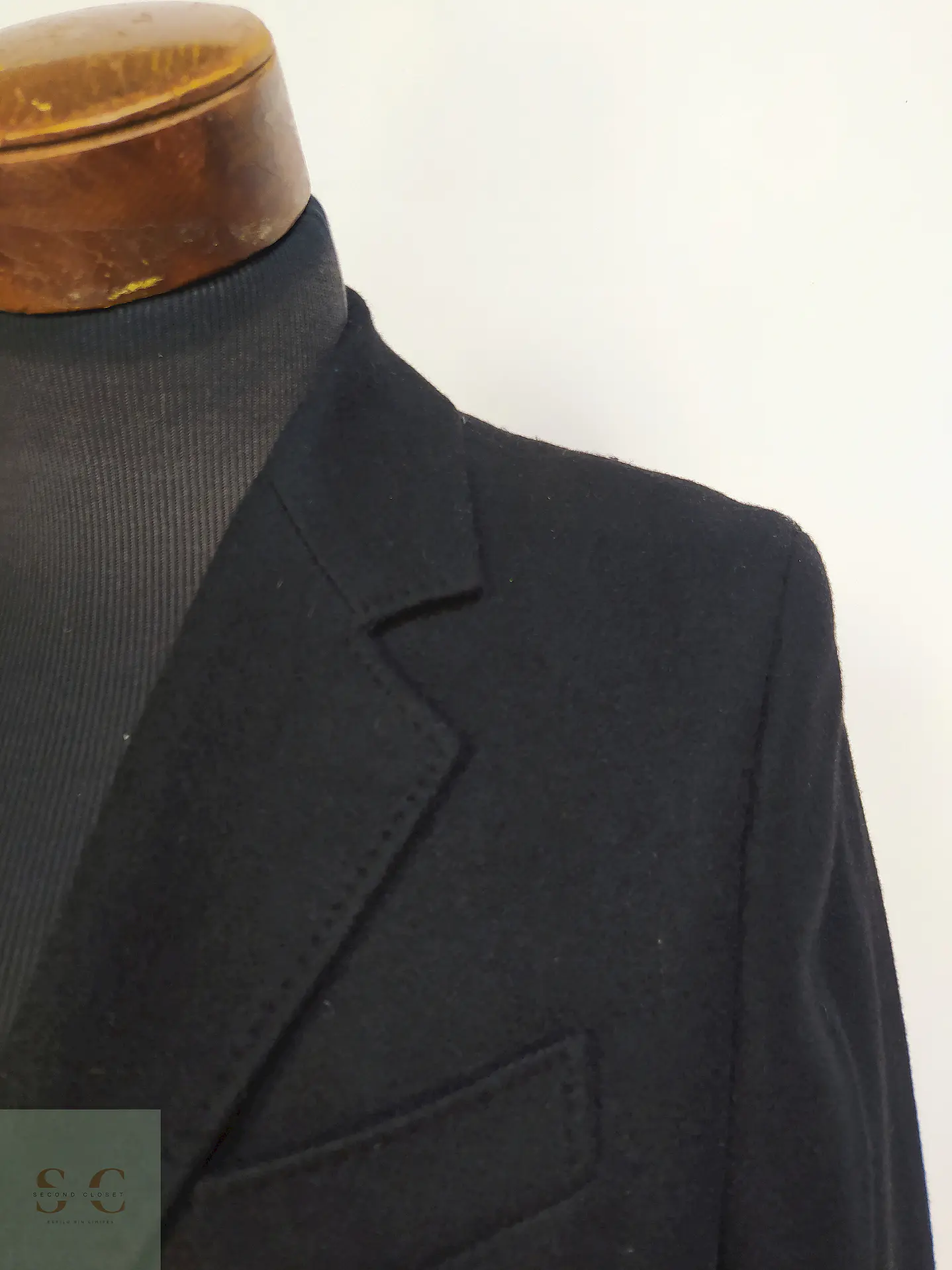 Abrigo Negro Zara Italian Lana Talla SM 11