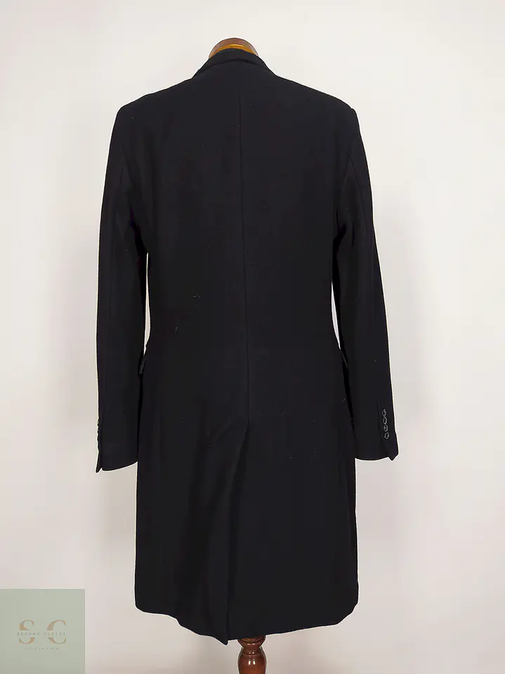 Abrigo Negro Zara Italian Lana Talla SM 16