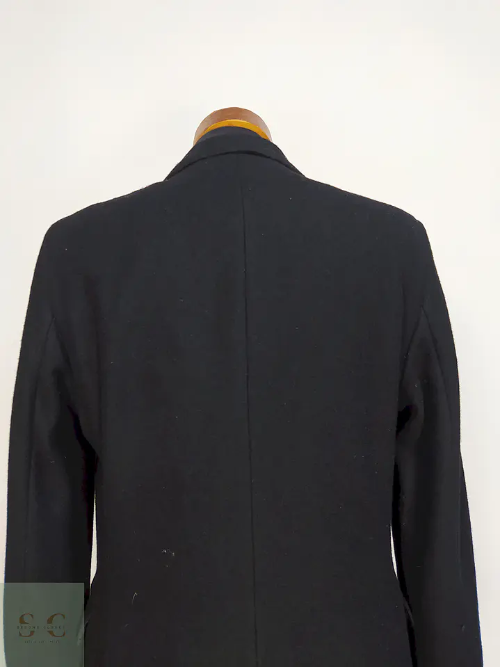 Abrigo Negro Zara Italian Lana Talla SM 17