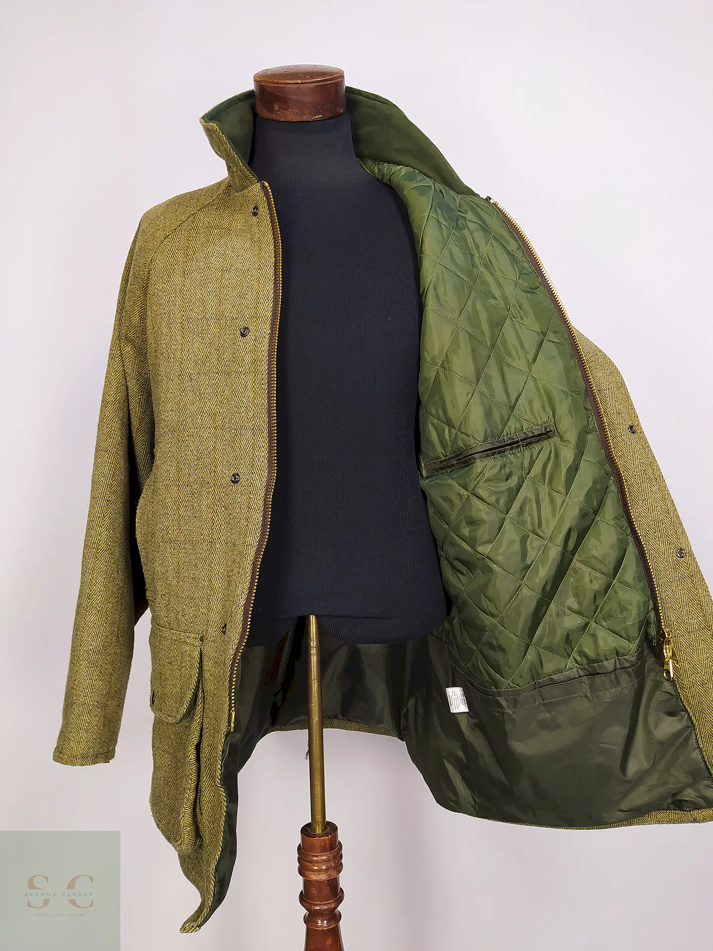 Abrigo Chaquetón Saddle Country Wear England Lana Tweed Talla 2XL 11