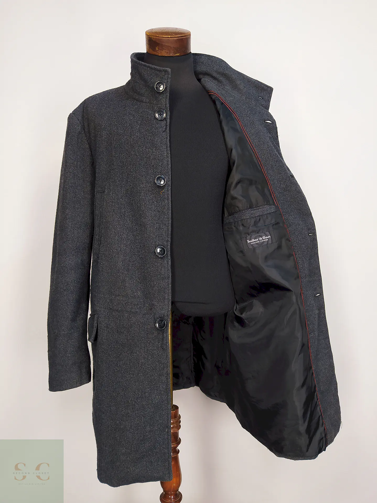 Abrigo Plomo Tailor and Son Lana Talla 2XL 9
