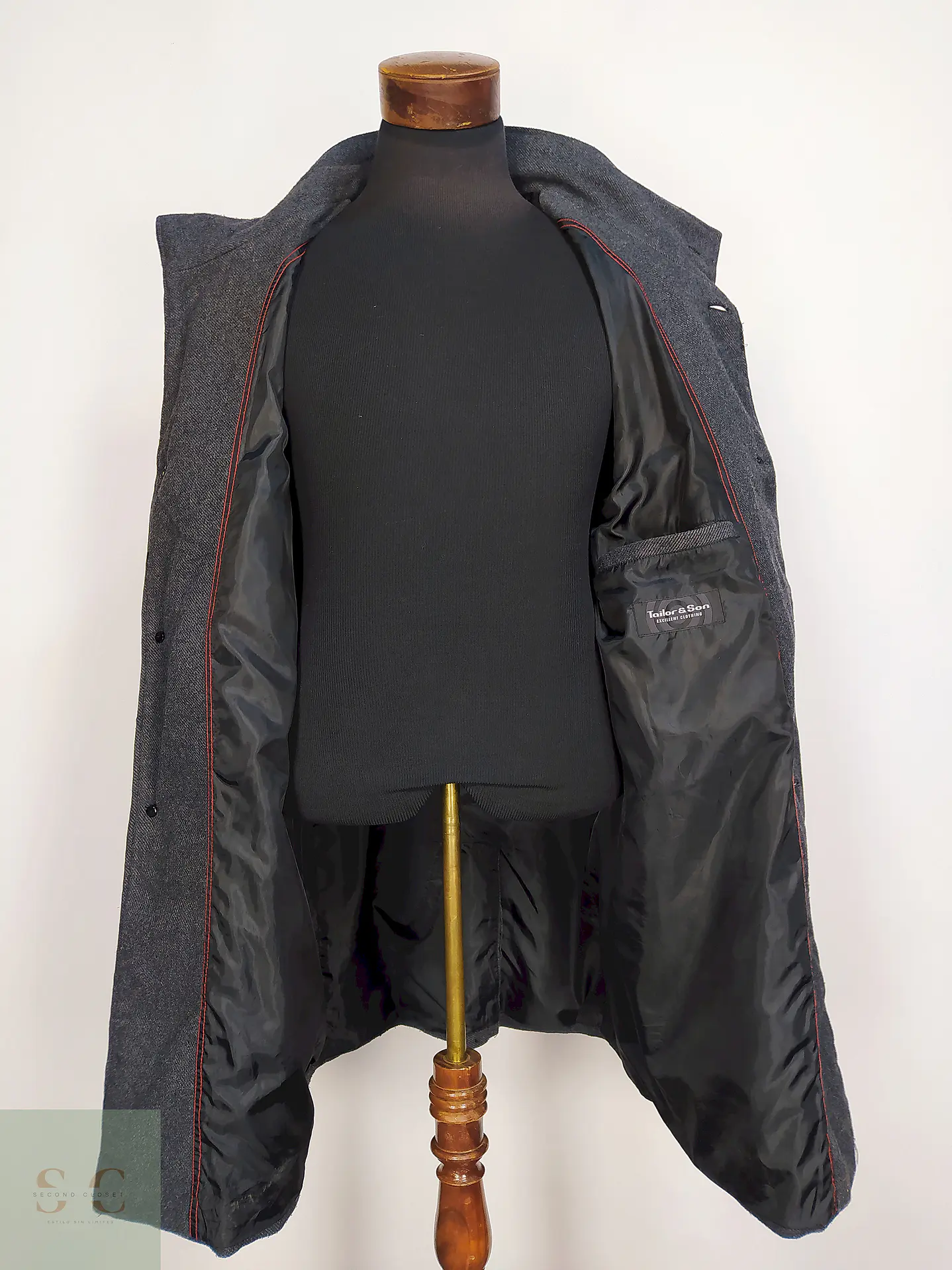 Abrigo Plomo Tailor and Son Lana Talla 2XL 11