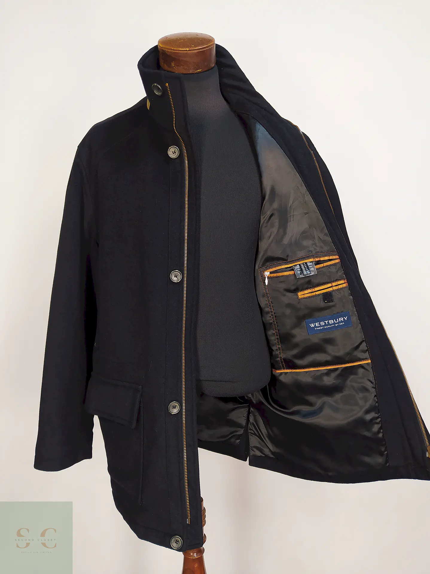 Abrigo Chaquetón Negro Westbury Lana Talla 2XL 10