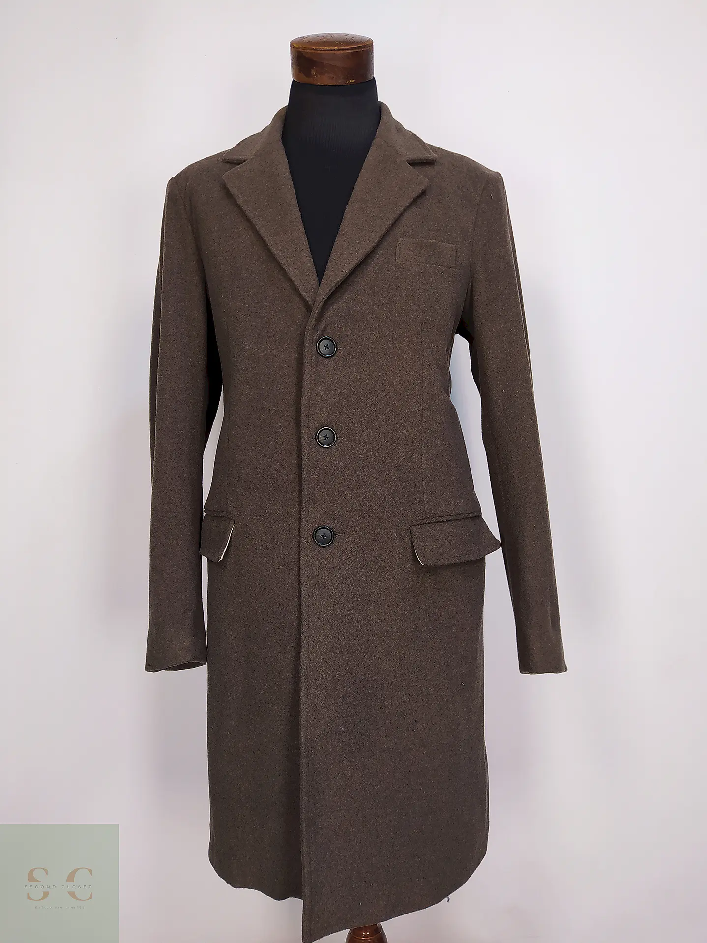 Abrigo Clásico Vintage Café Lana – Talla L 1