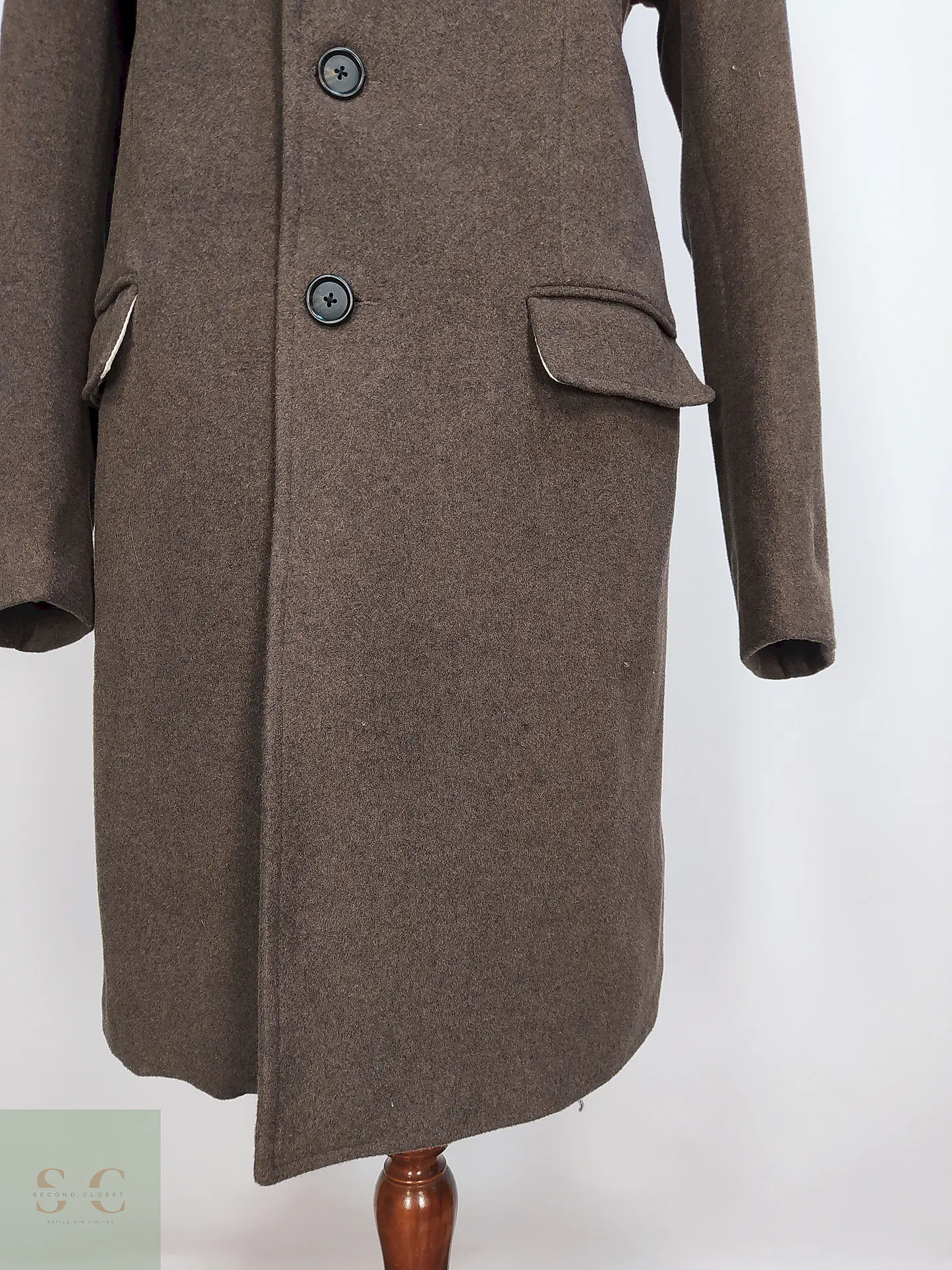 Abrigo Clásico Vintage Café Lana – Talla L 5