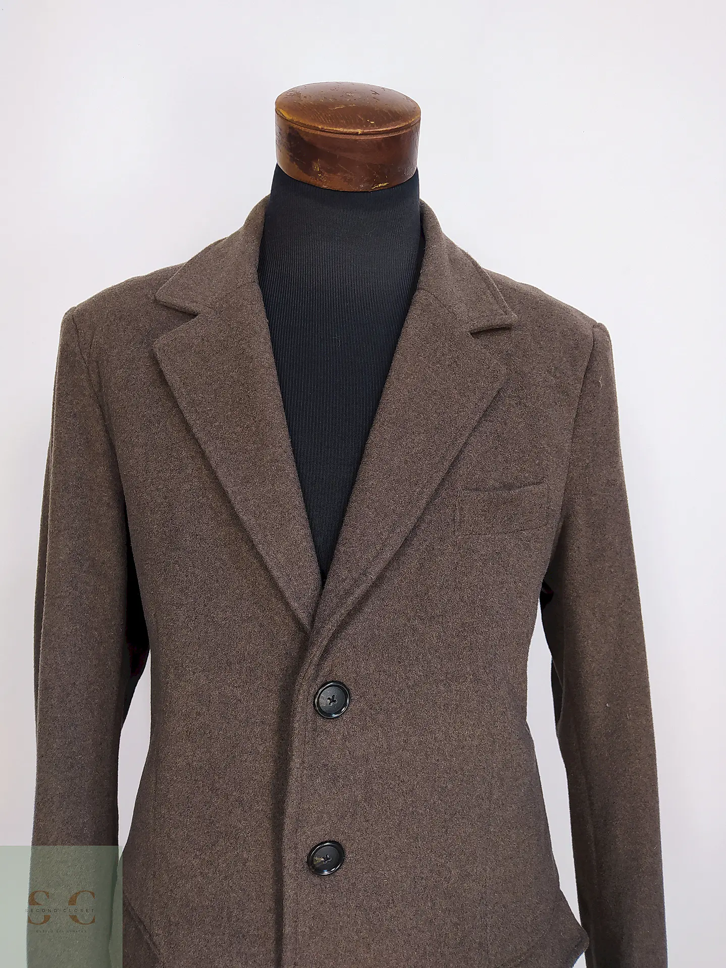 Abrigo Clásico Vintage Café Lana – Talla L 8
