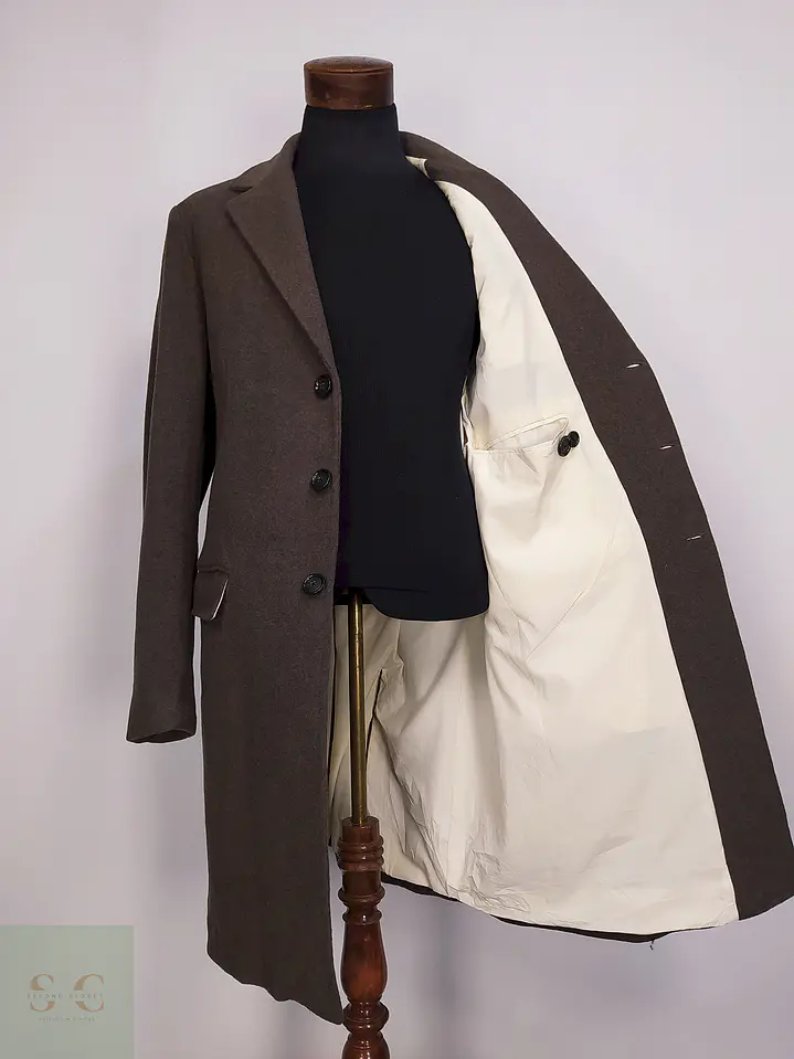 Abrigo Clásico Vintage Café Lana – Talla L 11