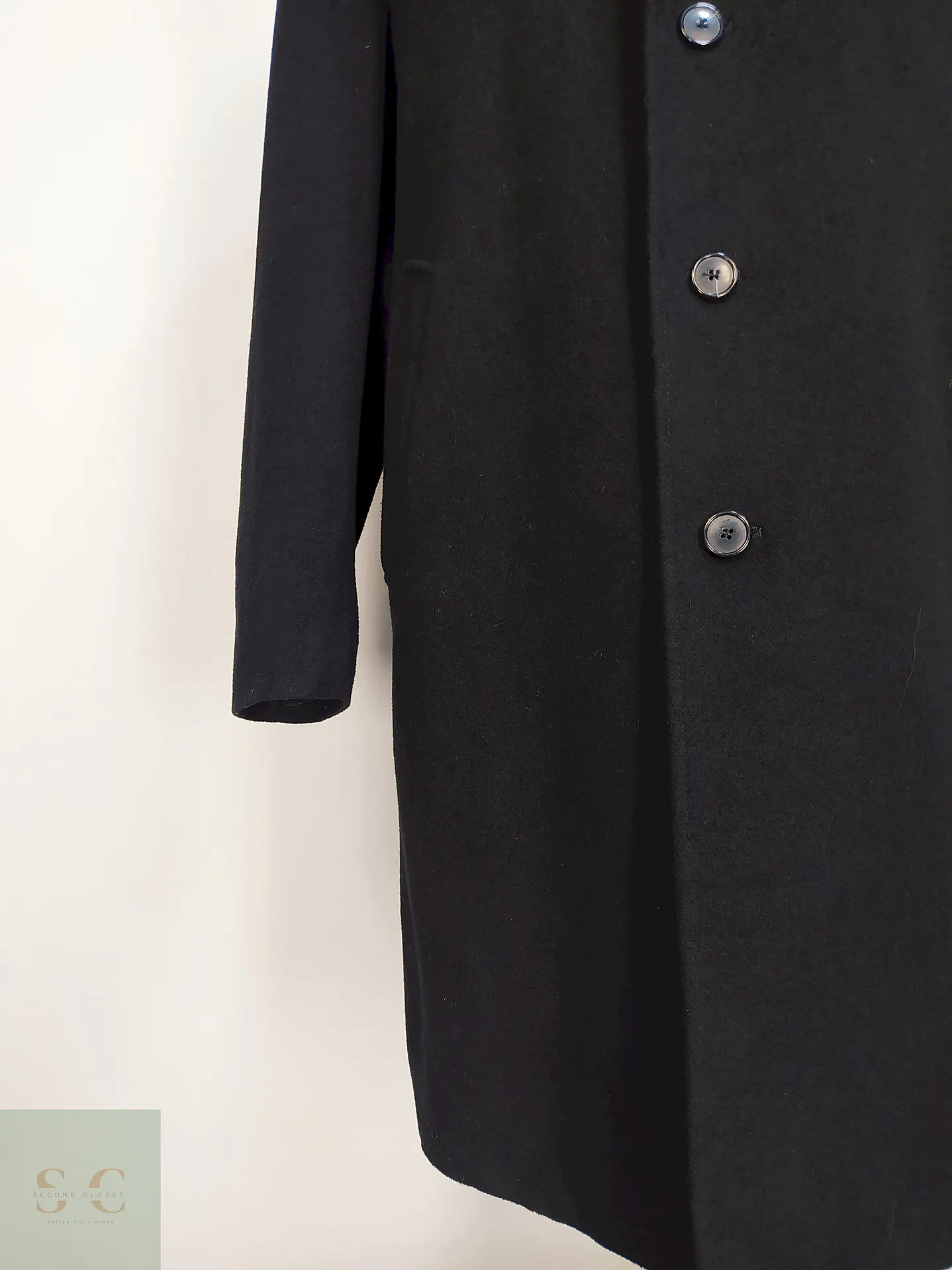 Abrigo Bugatti Negro Lana Virgen Cashmere Talla L 5