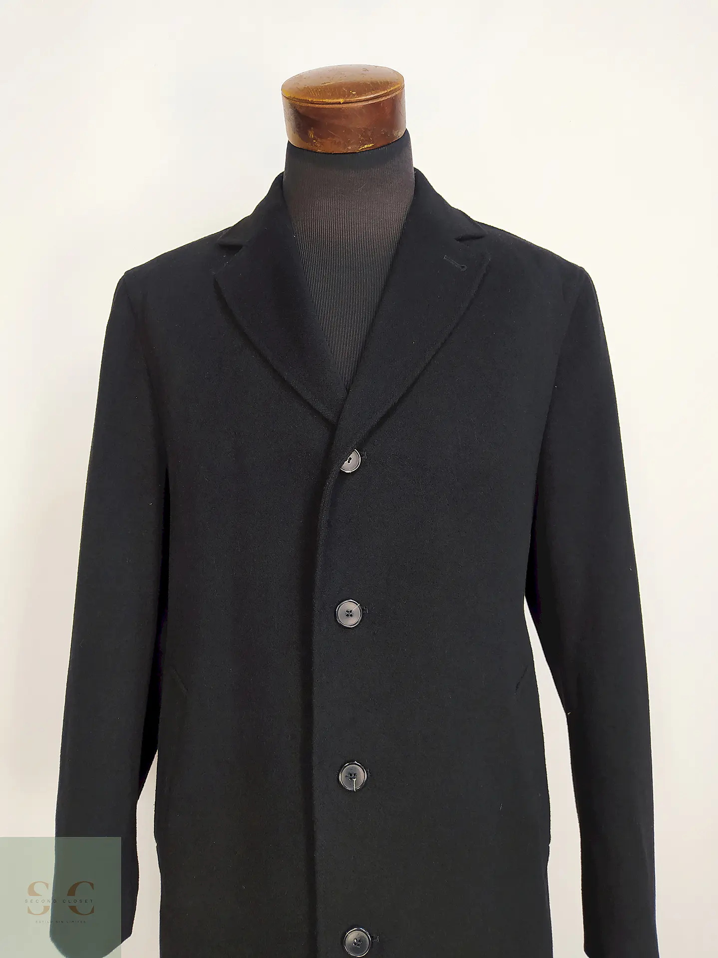 Abrigo Bugatti Negro Lana Virgen Cashmere Talla L 4